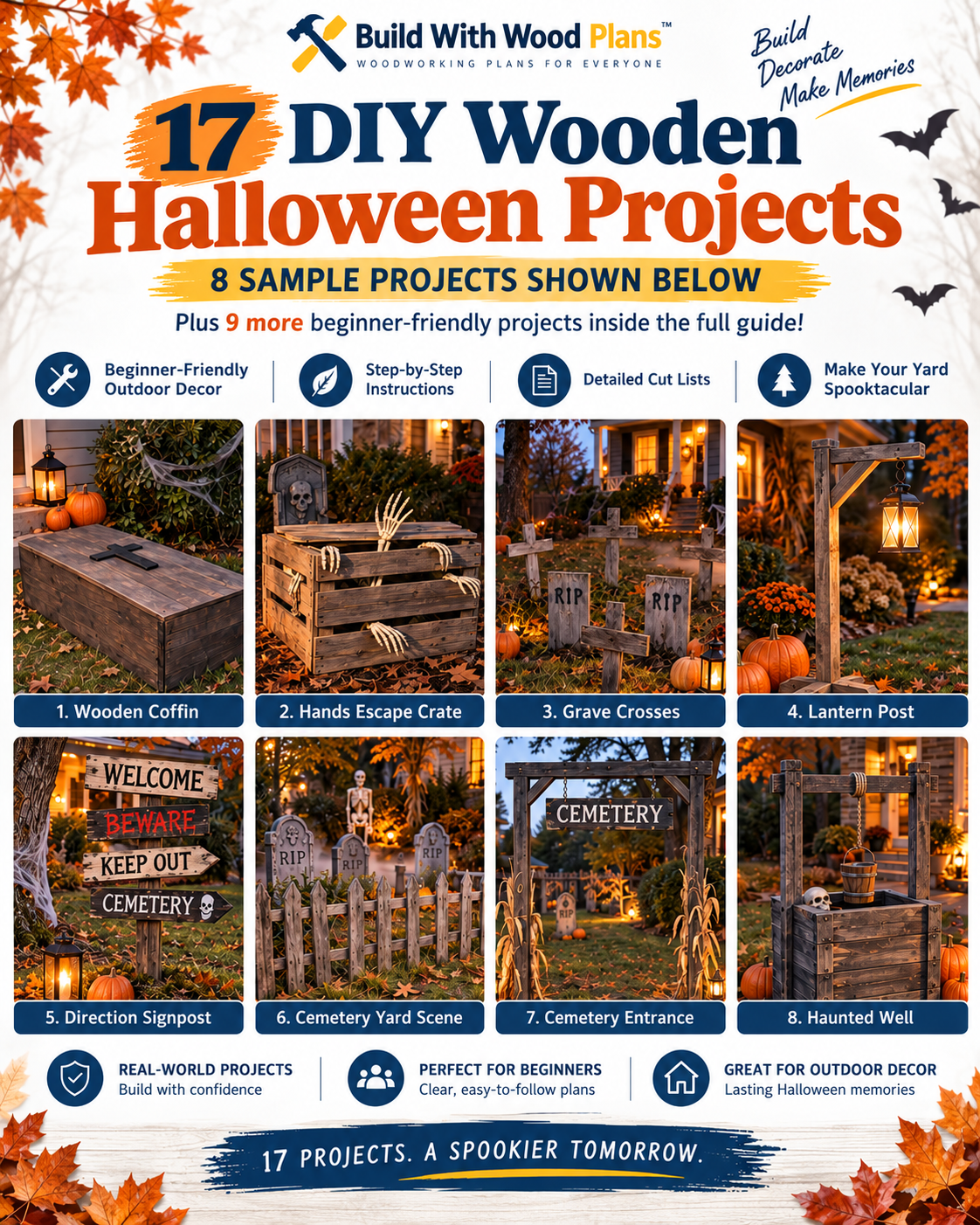 Halloween Outdoor Wood Decorations | 17 DIY Yard Projects