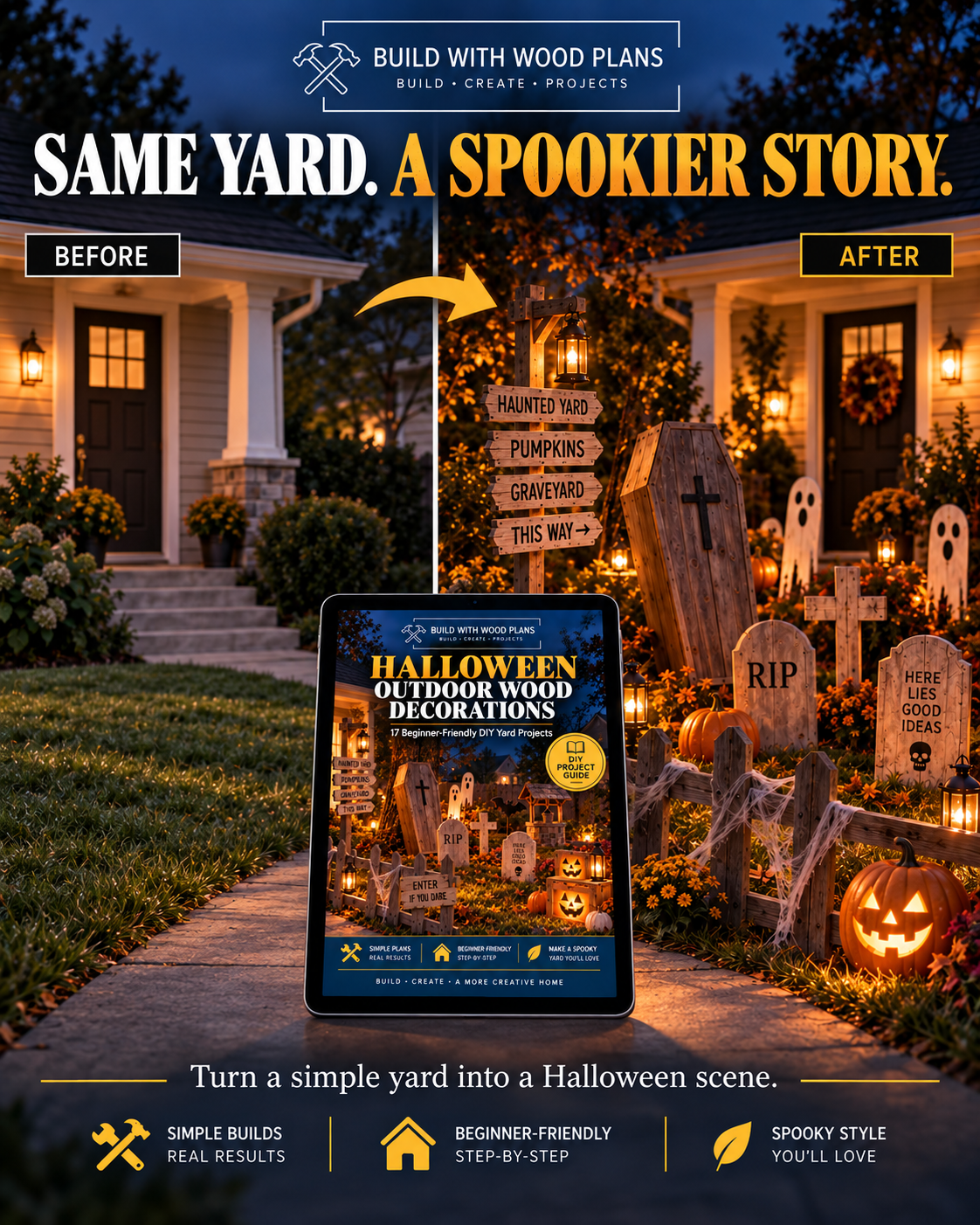 Halloween Outdoor Wood Decorations | 17 DIY Yard Projects