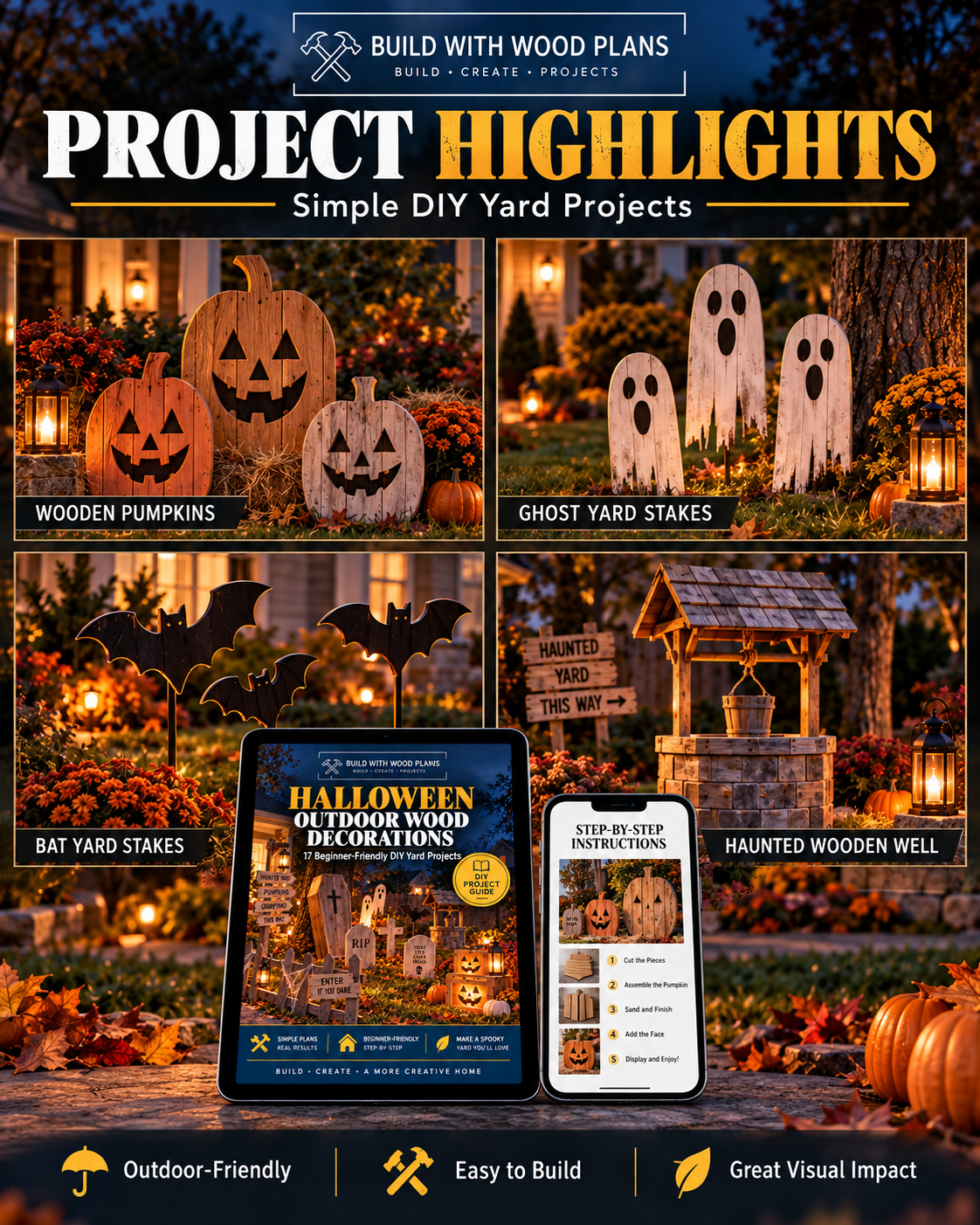 Halloween Outdoor Wood Decorations | 17 DIY Yard Projects